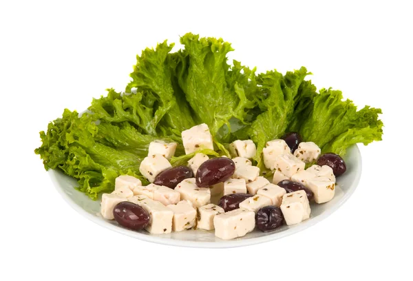 Plate with greek salad isolated — Stock Photo, Image