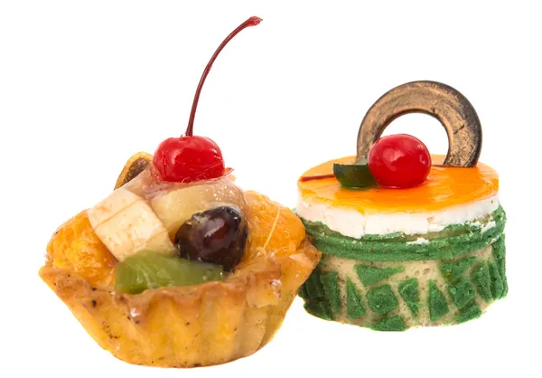 Torte con frutta isolata — Foto Stock