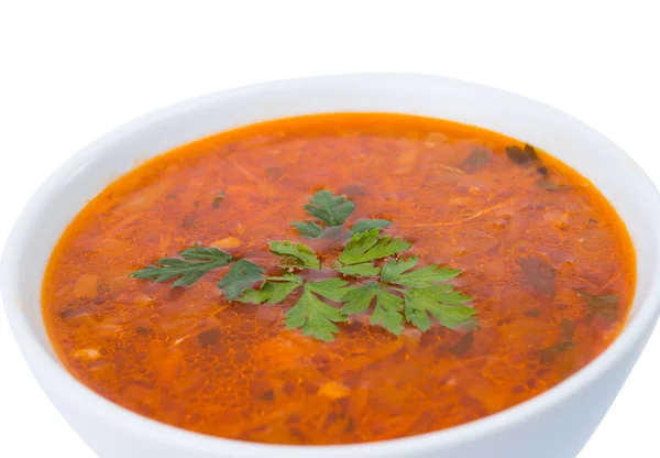 Assiette de soupe isolée — Photo