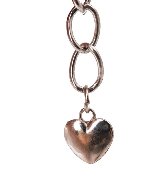 Izole kalp gümüş kolye — Stok fotoğraf