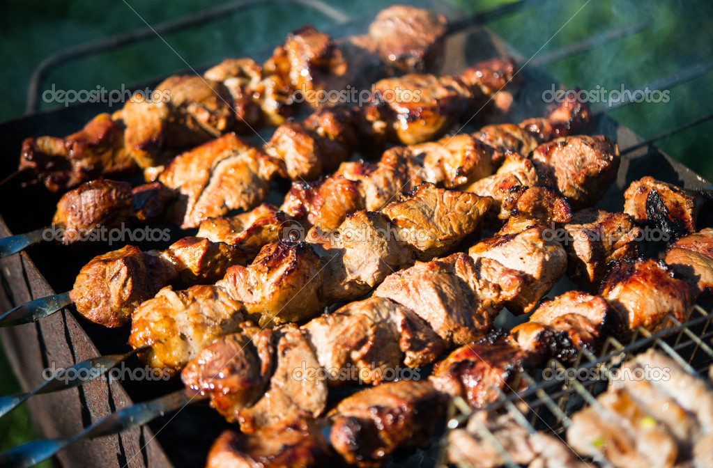 Shashlik (shaslik) - traditional russian barbecue. Stock Photo by ...