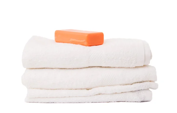 Soap and towels — Stock Photo, Image