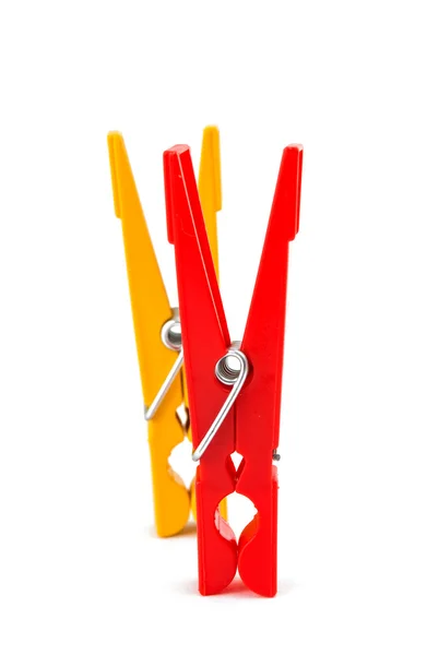 Closeup image of colorful clothespins isolated — Stock Photo, Image