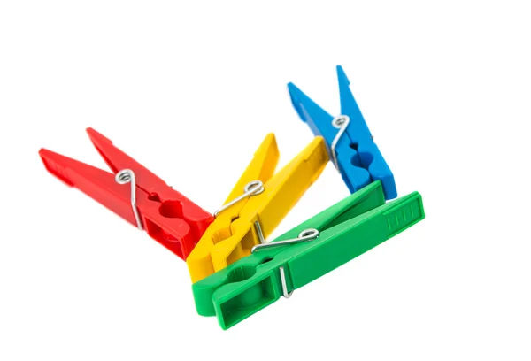 Closeup image of colorful clothespins isolated — Stock Photo, Image