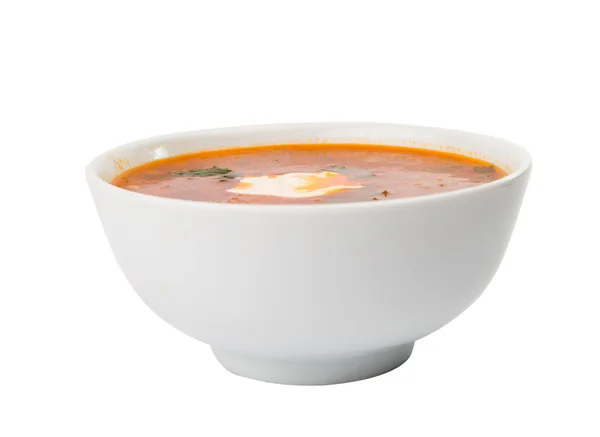 Sopa com creme azedo isolado — Fotografia de Stock