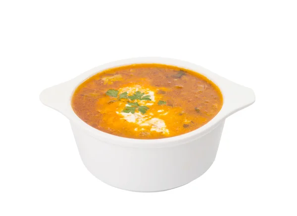 Soup with sour cream isolated — Stock Photo, Image
