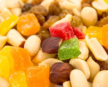 Toasted nuts and candied fruit background clipart