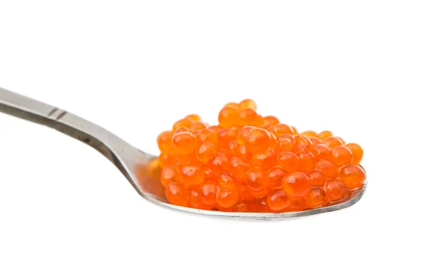 Colher com caviar vermelho isolado — Fotografia de Stock
