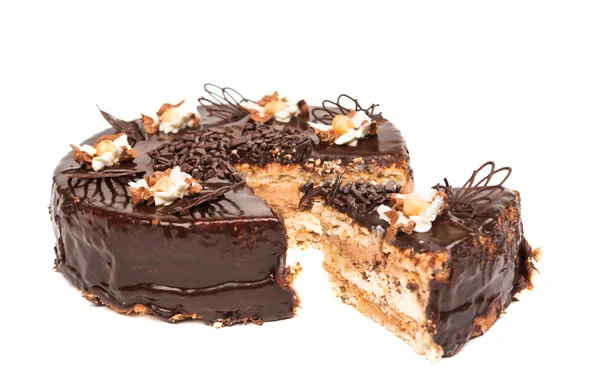 Torta al cioccolato isolata — Foto Stock