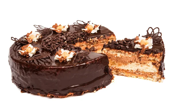 Çikolatalı kek izole — Stok fotoğraf