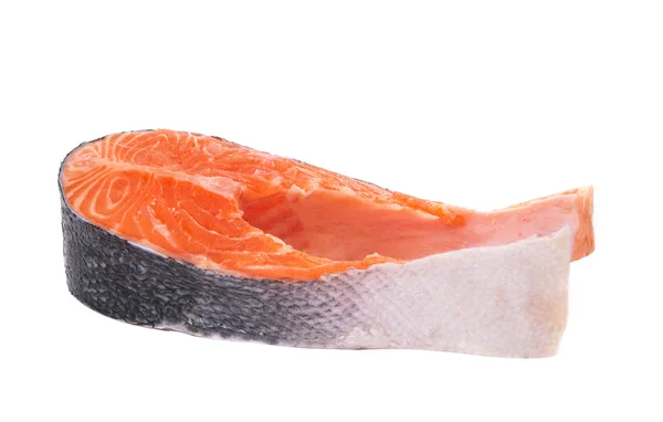 Raw salmon steak isolated — Stockfoto