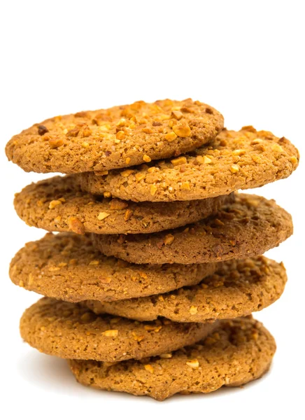 Biscoitos de aveia com nozes isoladas — Fotografia de Stock