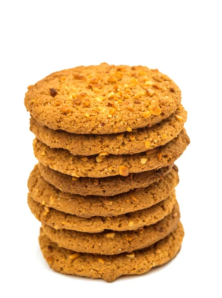Biscoitos de aveia com nozes isoladas — Fotografia de Stock