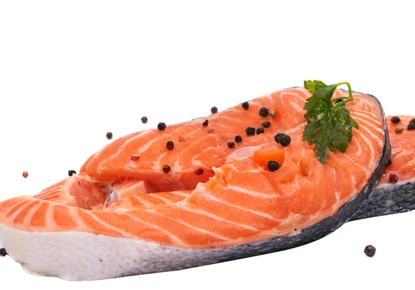 Bife de salmão cru isolado Imagens De Bancos De Imagens