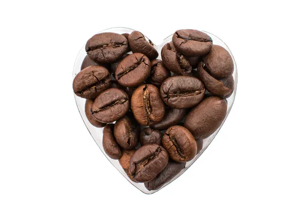 Heart from coffee beans isolated — Stock Photo, Image