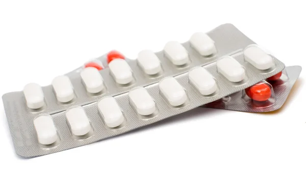 Confezione di pillole isolate — Foto Stock