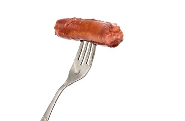 çatal üzerinde Kızarmış sosis