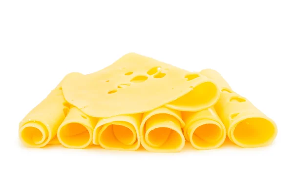 Dünne Scheibe Käse isoliert — Stockfoto