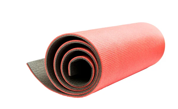 Esterilla de yoga roja agradable para hacer ejercicio en casa o gimnasio —  Fotos de Stock