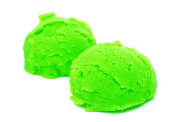 Scoop of pistachio ice cream from top — Stock Photo, Image