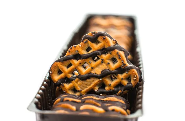 Cookies with chocolate icing isolated — Stock Photo, Image