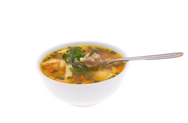 çorba beyaz arkaplanda izole 