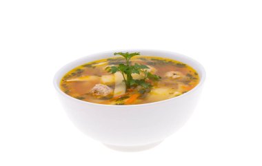 çorba beyaz arkaplanda izole 