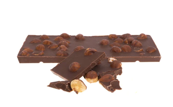 Cioccolato Con Noci Isolate Sfondo Bianco — Foto Stock