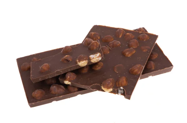 Čokoláda Ořechy Izolované Bílém Pozadí — Stock fotografie