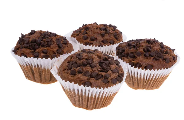 Cupcakes Chocolat Isolés Sur Fond Blanc — Photo