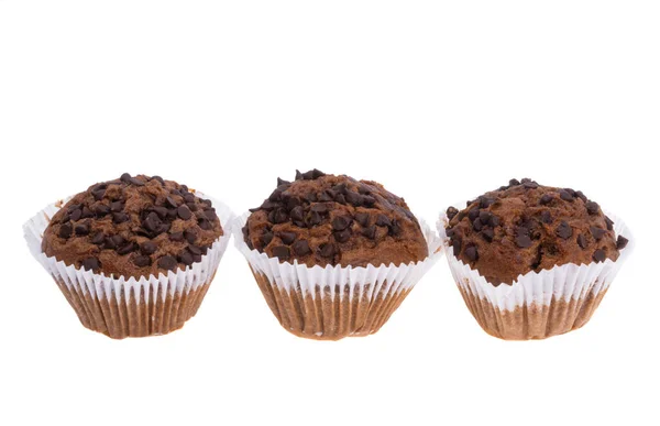 Chocolate Cupcakes Isolado Fundo Branco — Fotografia de Stock