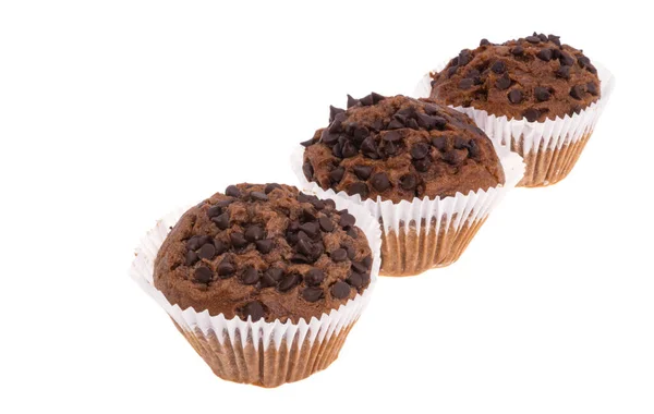 Csokoládé Cupcakes Elszigetelt Fehér Alapon — Stock Fotó