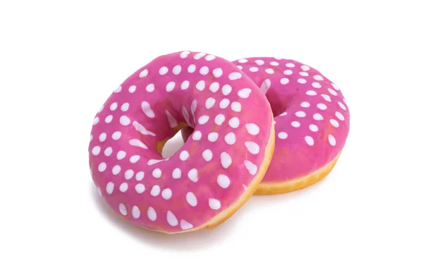 Donuts Rosa Glasur Isoliert Auf Weißem Hintergrund — Stockfoto