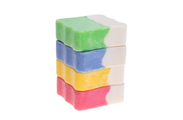 白色背景上隔离的肥皂正方形 — 图库照片