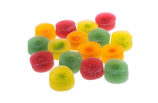 Gummy Fruit Snoep Geïsoleerd Witte Achtergrond — Stockfoto