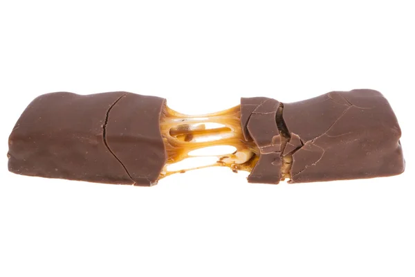 Barra Chocolate Con Nueces Aisladas Sobre Fondo Blanco — Foto de Stock
