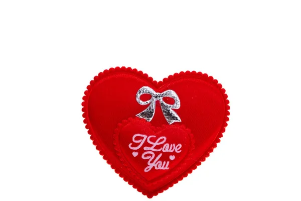 白い背景に隔離されたバレンタインデーのための赤い心 — ストック写真