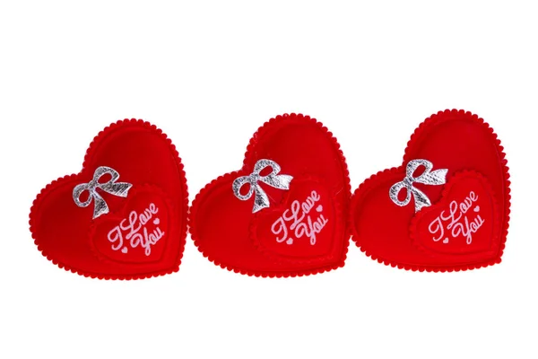Κόκκινες Καρδιές Για Την Ημέρα Του Αγίου Βαλεντίνου Απομονωμένες Λευκό — Φωτογραφία Αρχείου