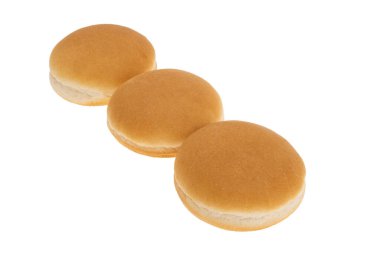 Beyaz arka planda küçük hamburger çörekleri 