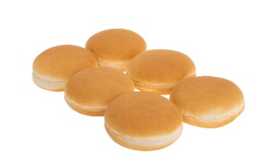 Beyaz arka planda küçük hamburger çörekleri 