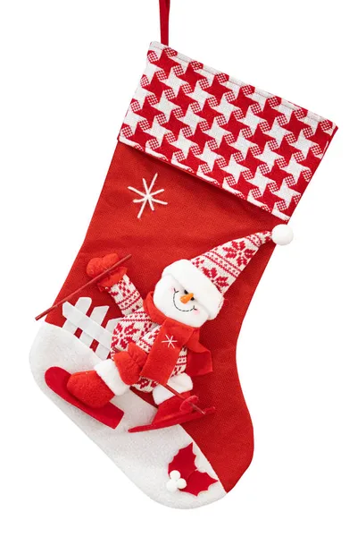 Santa Claus Sock Isolado Fundo Branco — Fotografia de Stock