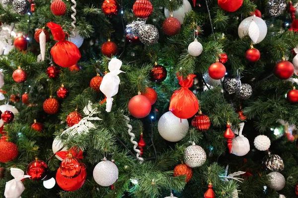 Fond Noël Sur Arbre Noël Avec Des Jouets Noël — Photo