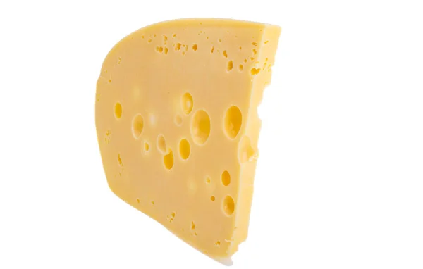 Μεγάλο Κομμάτι Τυρί Απομονωμένο Λευκό Φόντο — Φωτογραφία Αρχείου