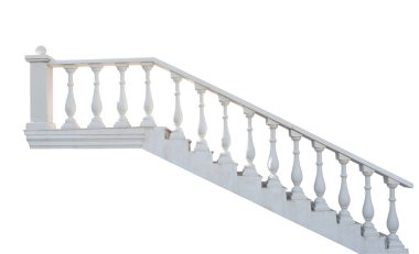 Beyaz arkaplanda taş parmaklıklar izole edildi 