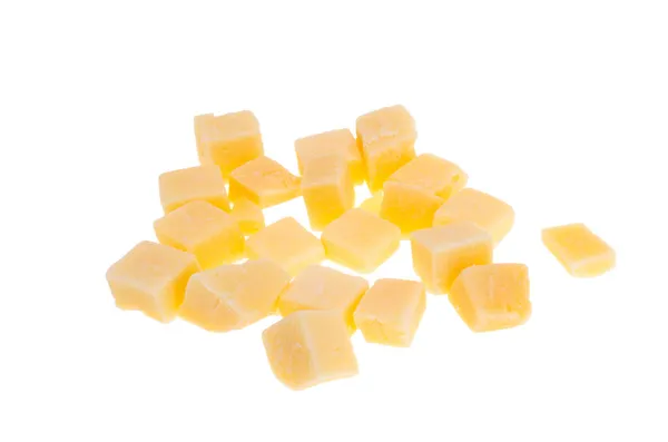 Cheese Cubes Isolated White Background — Stock Photo, Image