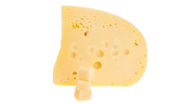 Сыр Отверстиями Белом Фоне — стоковое фото