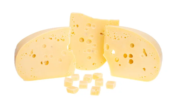 奶酪与孤立的白色背景上的孔 — 图库照片