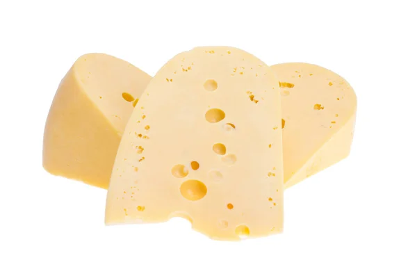 Käse Mit Löchern Isoliert Auf Weißem Hintergrund — Stockfoto