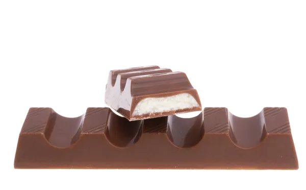 Barretta Cioccolato Con Ripieno Latte Isolata Fondo Bianco — Foto Stock