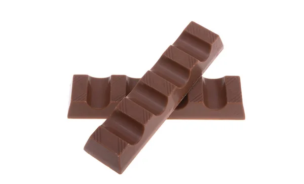 Barra Chocolate Com Enchimento Leite Isolado Fundo Branco — Fotografia de Stock